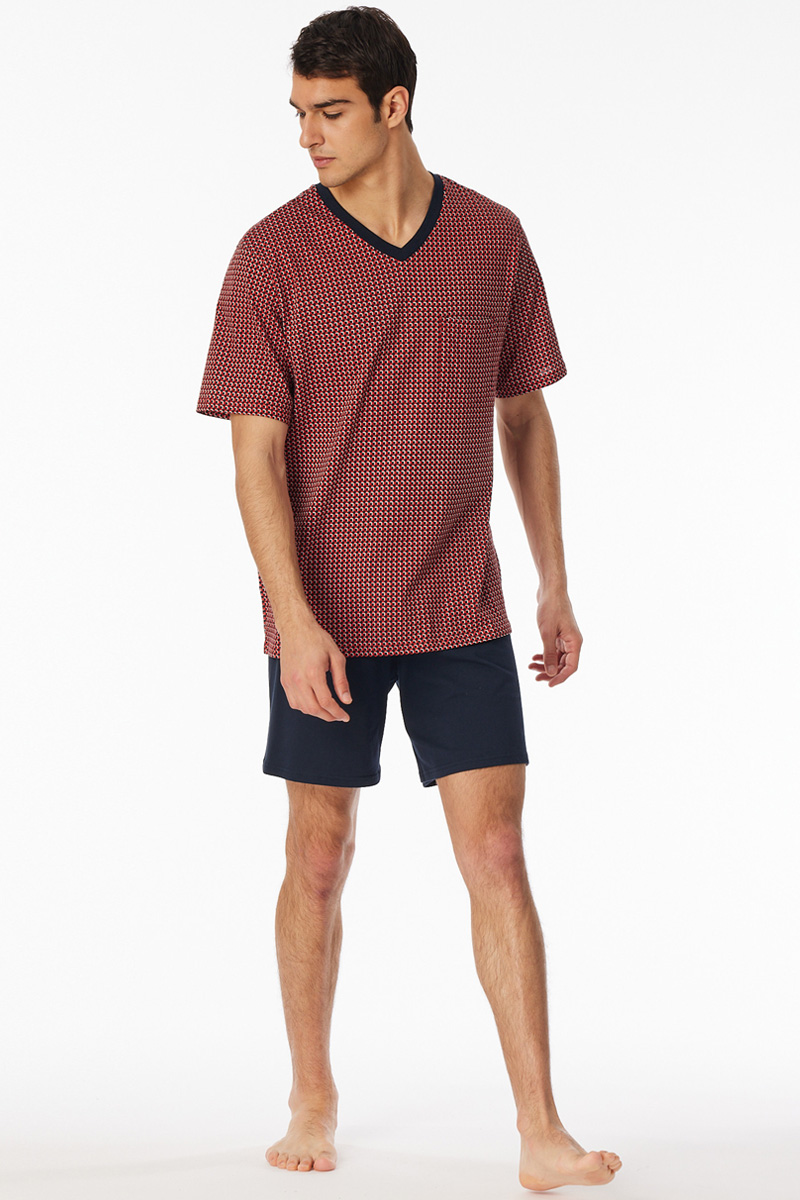 Schiesser Shortama met V-hals rood