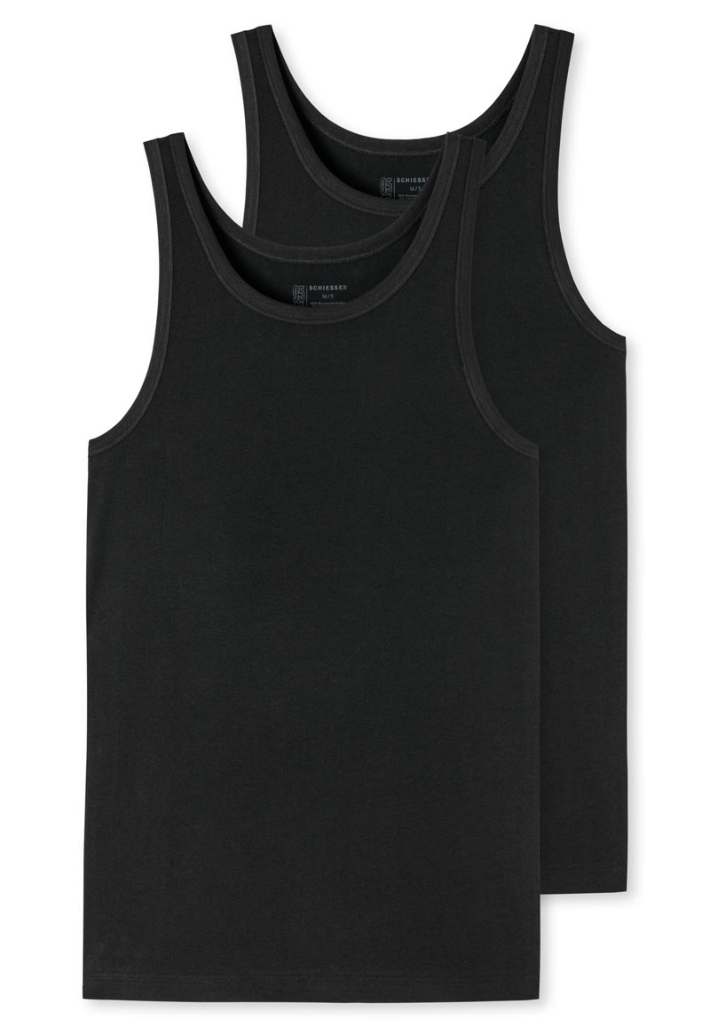 Schiesser 95-5 zwarte singlet 2-pack