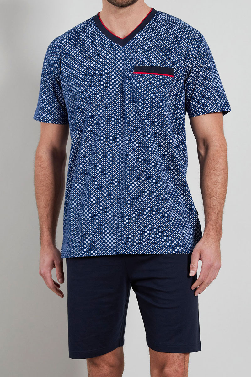 Gotzburg Shortama Manhattan blauw V-hals 