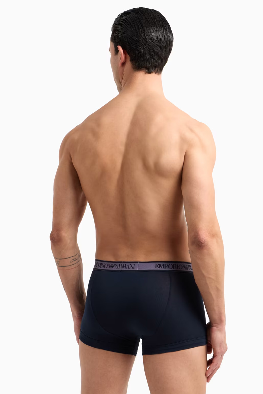 Armani boxershort 3-pack blauw-grijs met logo print
