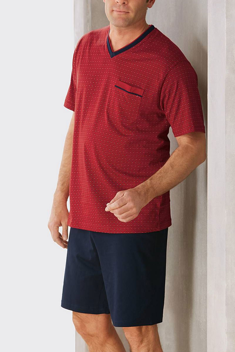Gotzburg Shortama met V-hals Manhattan rood