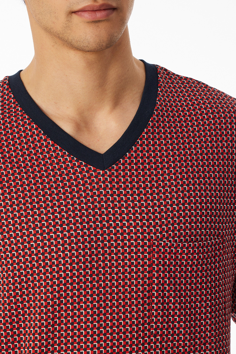 Schiesser Shortama met V-hals rood