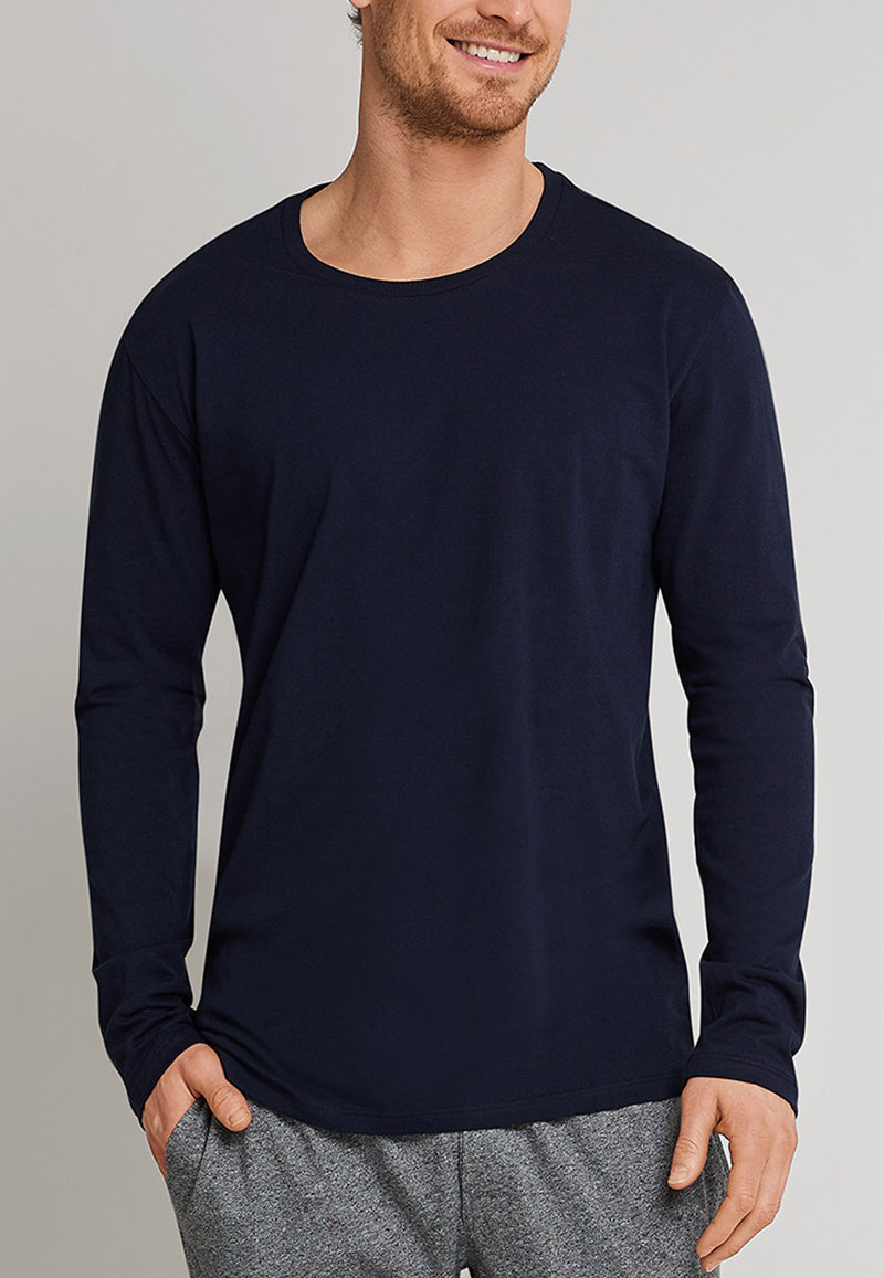 Schiesser Pyjamashirt ronde hals lange mouw