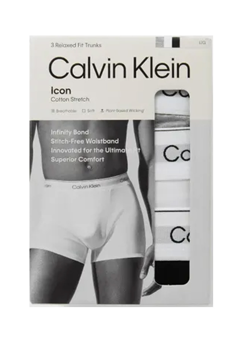 Calvin Klein Icon boxershort 3-pack trunk zwart wit grijs