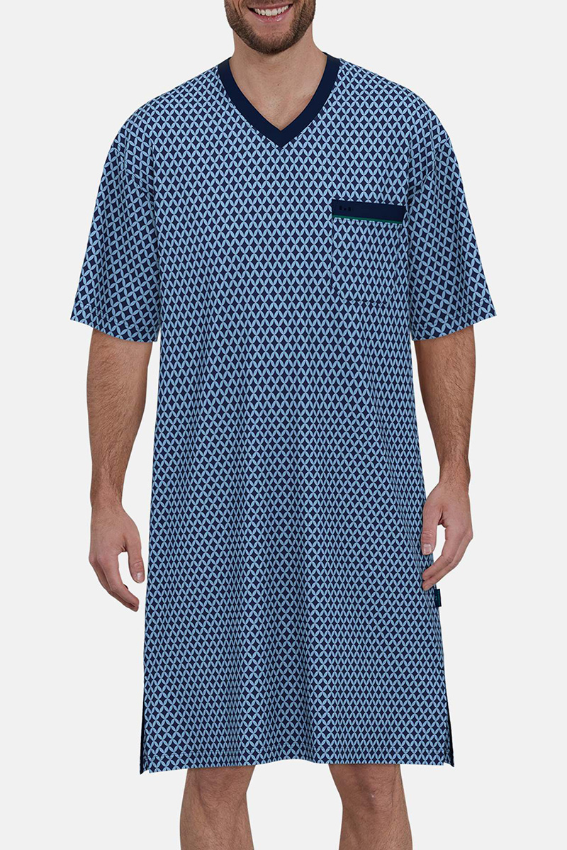 Gotzburg Nachthemd V-hals blauw met print