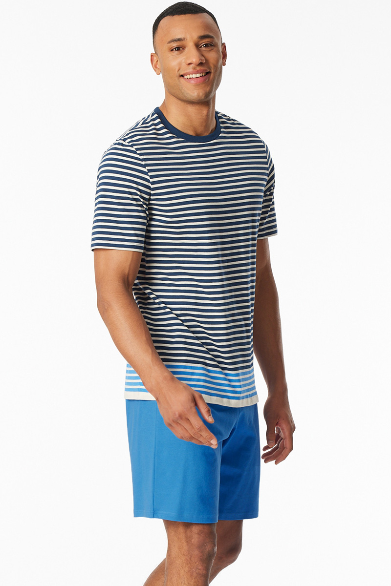 Schiesser Shortama blauw gestreept
