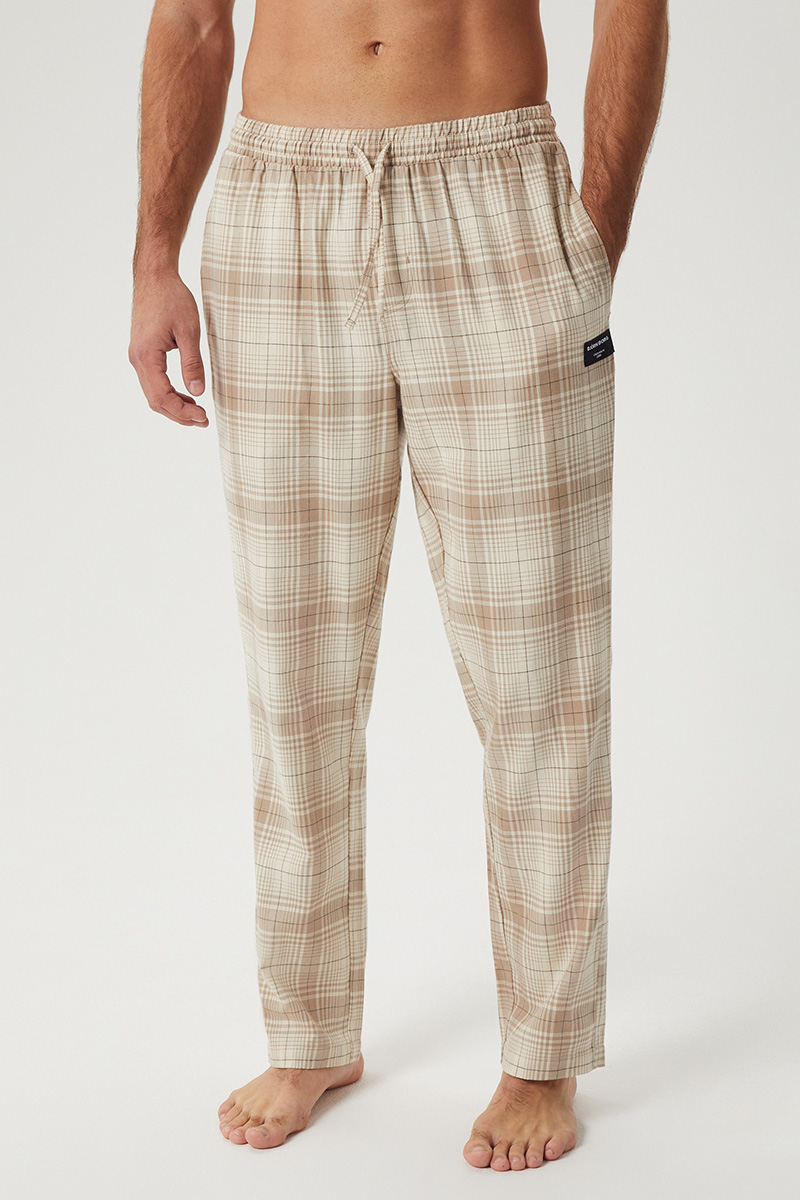 Bjorn Borg Pyjamabroek flanel beige ruit   