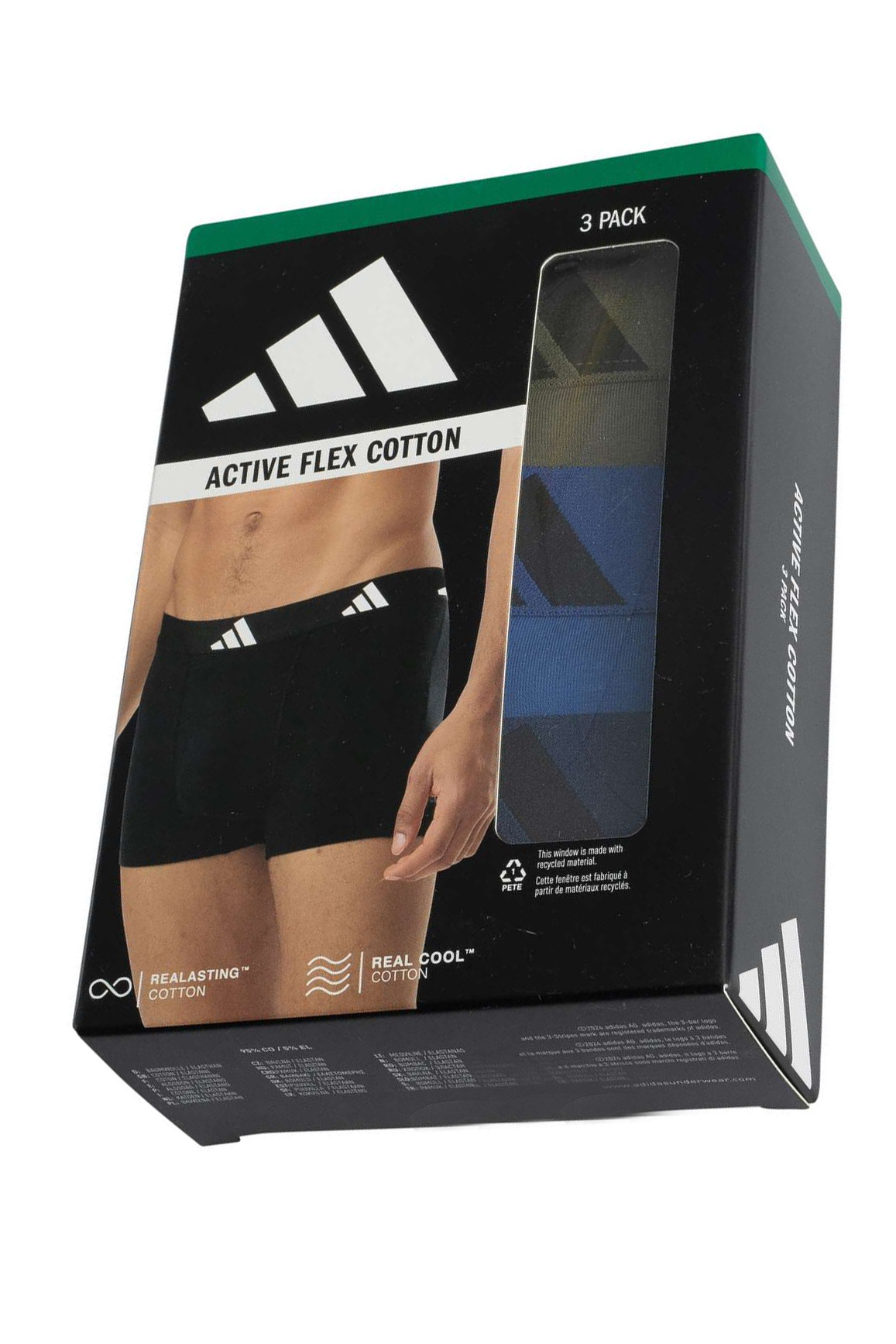 Adidas Boxershorts 3-pack flex cotton blauw groen