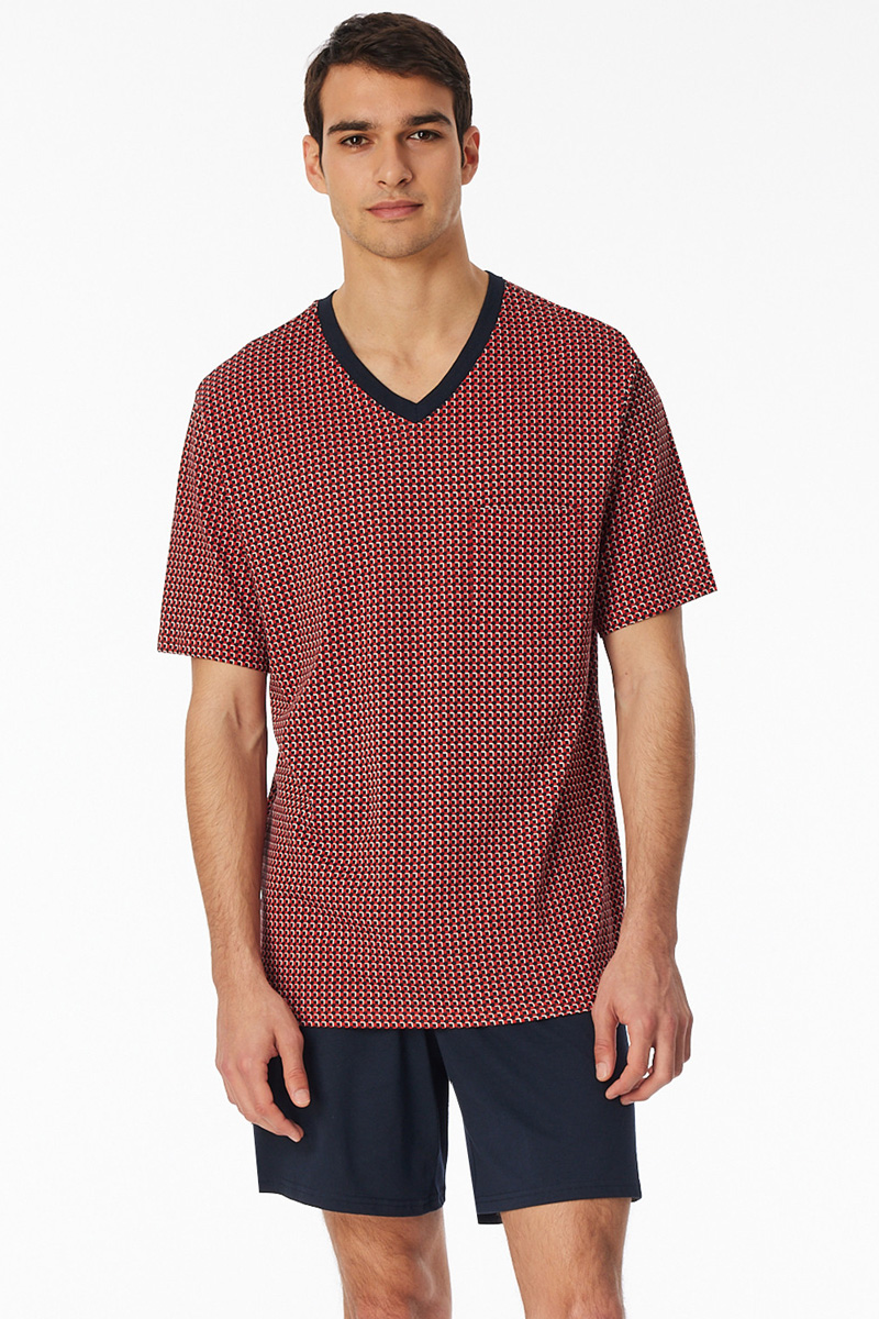 Schiesser Shortama met V-hals rood