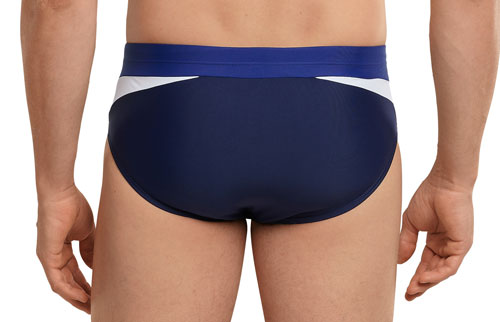 Schiesser blauwe zwemslip achterkant