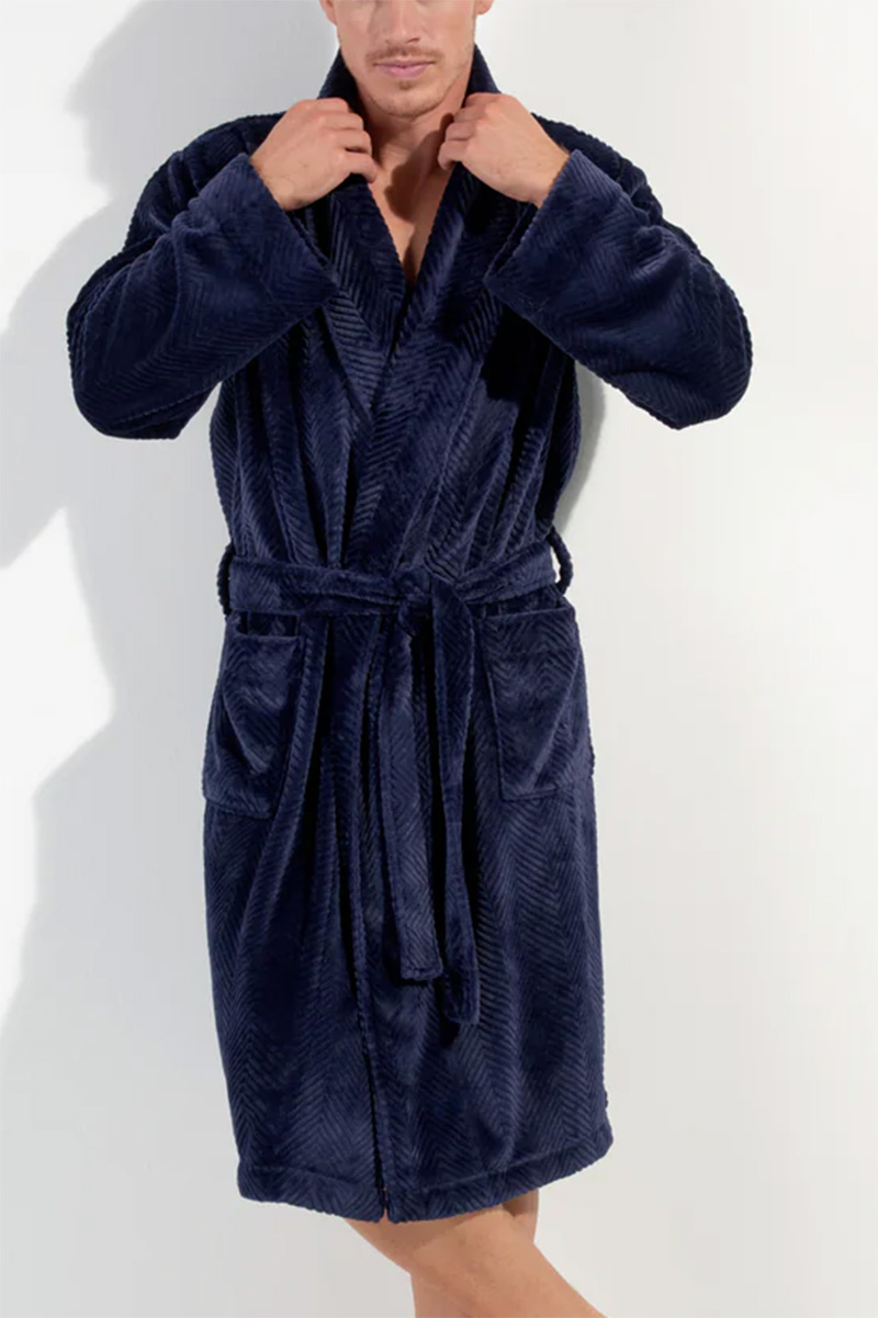 Hom Badjas Everest blauw velours 