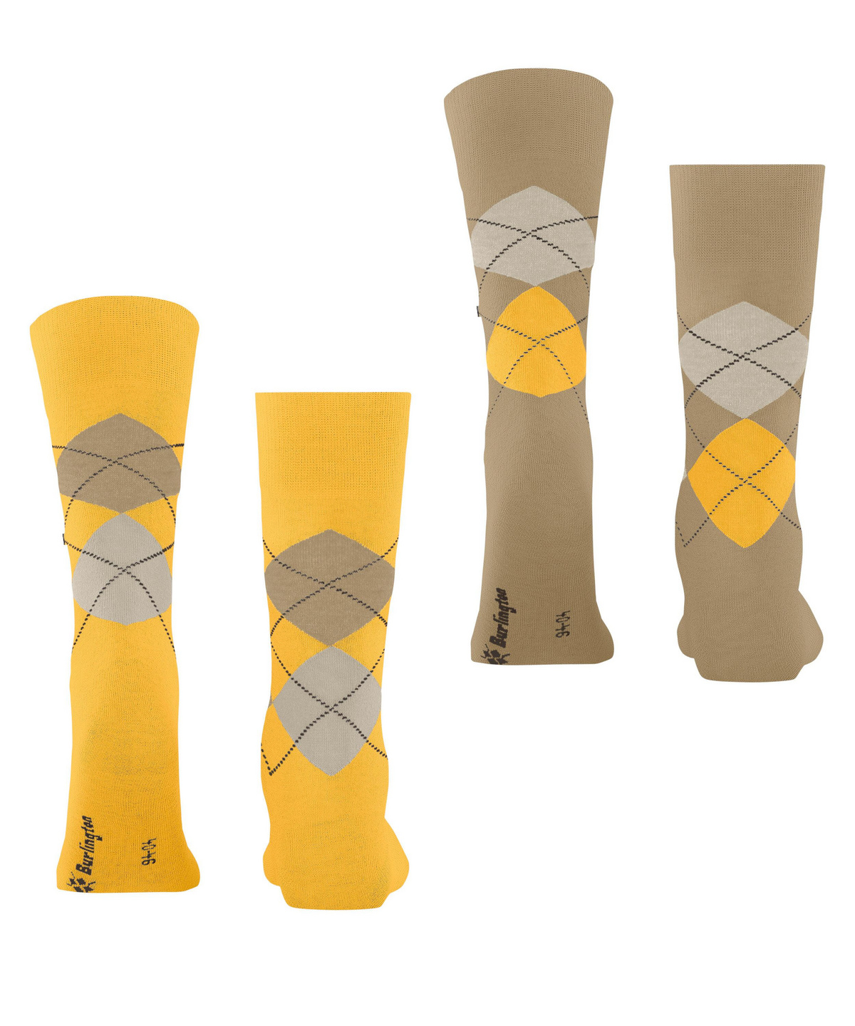 Everyday Argyle heren sokken 2-paar geel-beige
