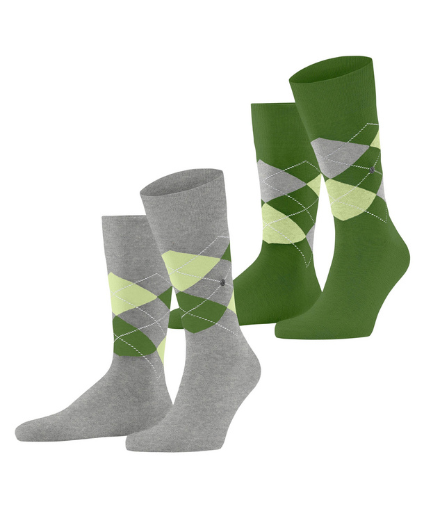 Everyday Argyle heren sokken 2-paar groen-grijs