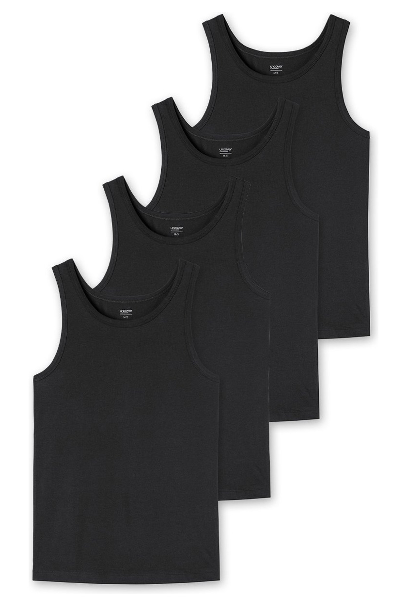 Schiesser hemden Uncover 4-pack zwart