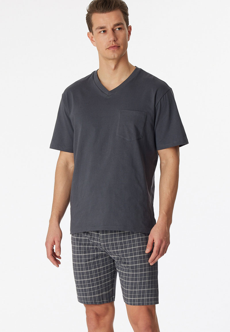 Schiesser Shortama met geruite broek