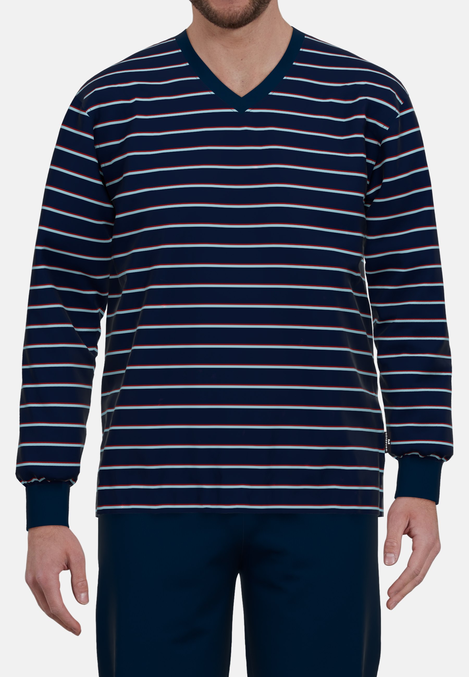 Gotzburg Pyjama blauw gestreept met boorden 