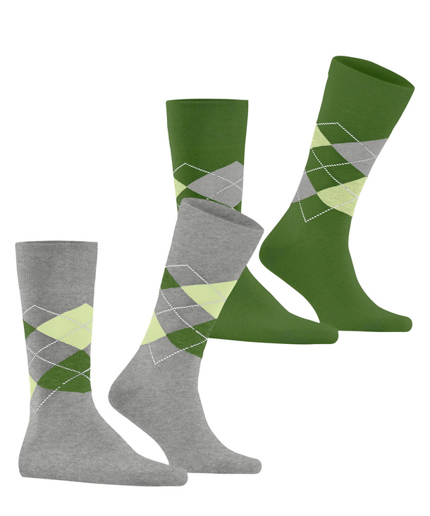 Everyday Argyle heren sokken 2-paar groen-grijs