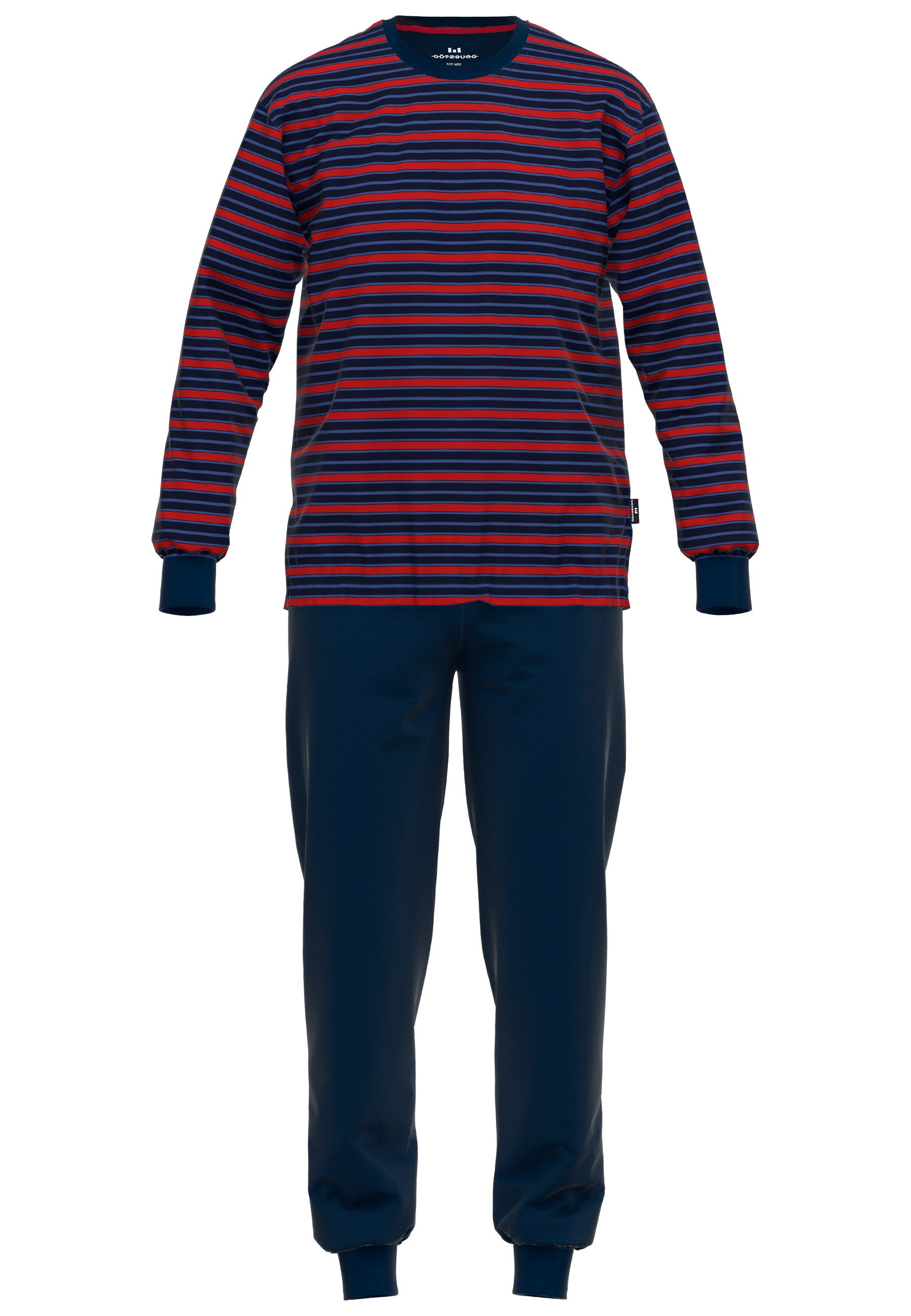 Gotzburg Pyjama blauw rood gestreept met boorden