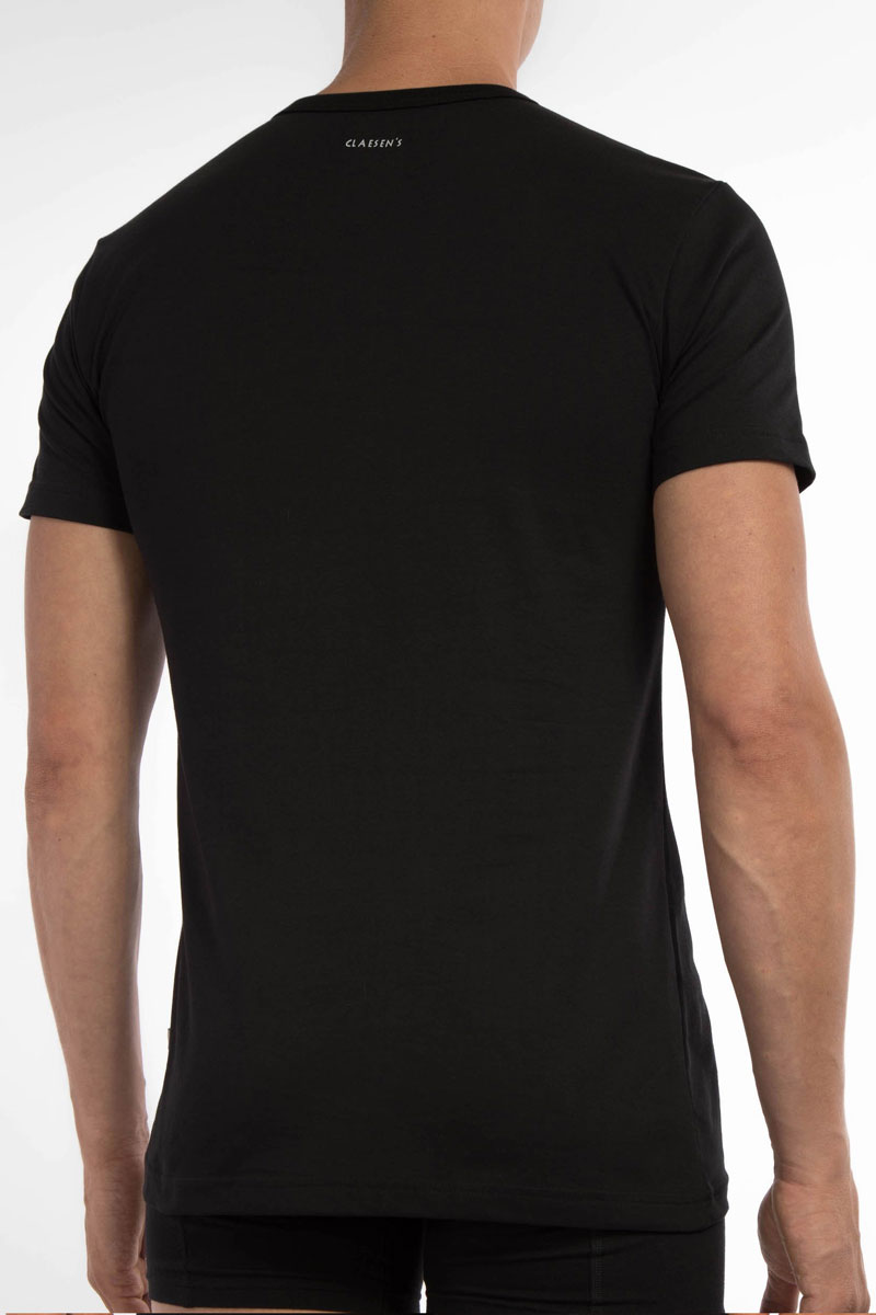Claesens T-shirt O-hals stretch 2-pack zwart