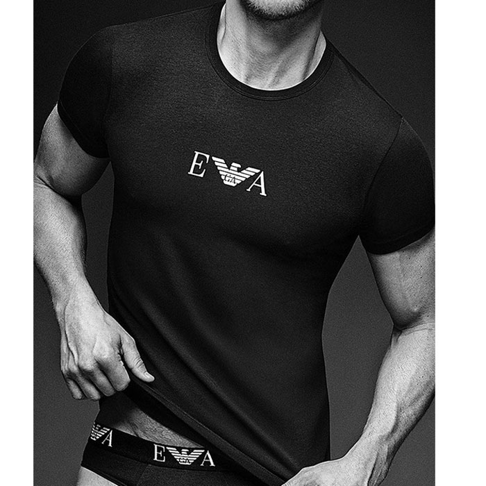 Armani 2-pack T-shirts zwart Monogram - voor