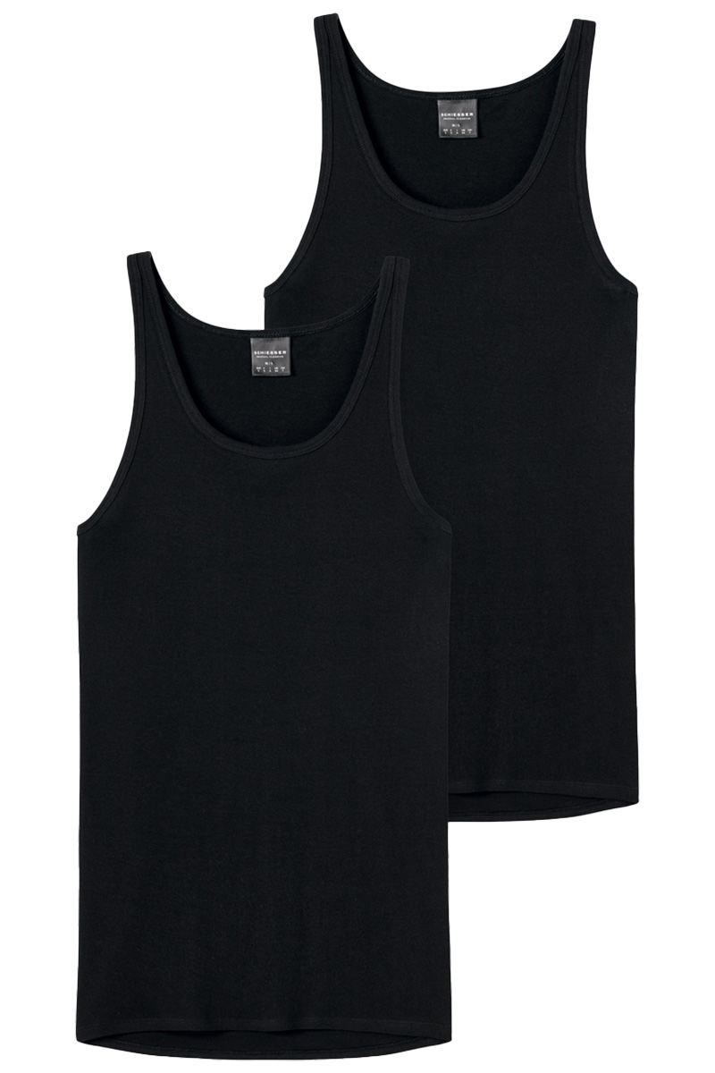 Schiesser hemden original fijnrib zwart 2-pack 