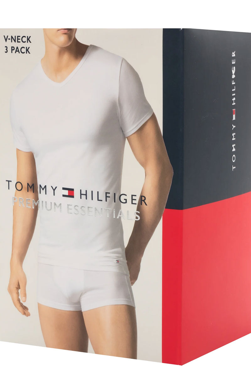 Tommy Hilfiger T-shirts V-hals stretch 3-pack zwart 
