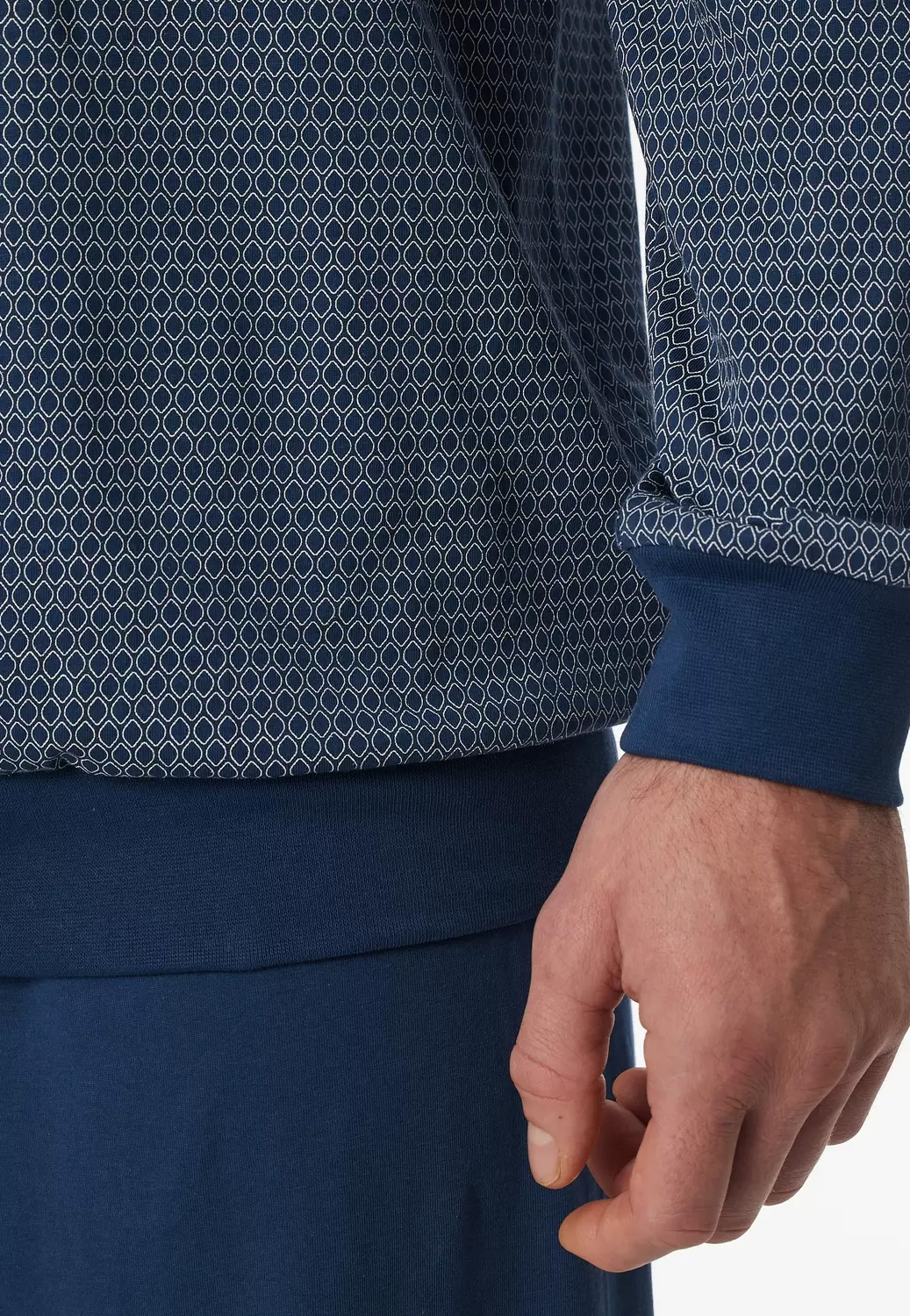 Schiesser Pyjama met boorden Petrol met printje 