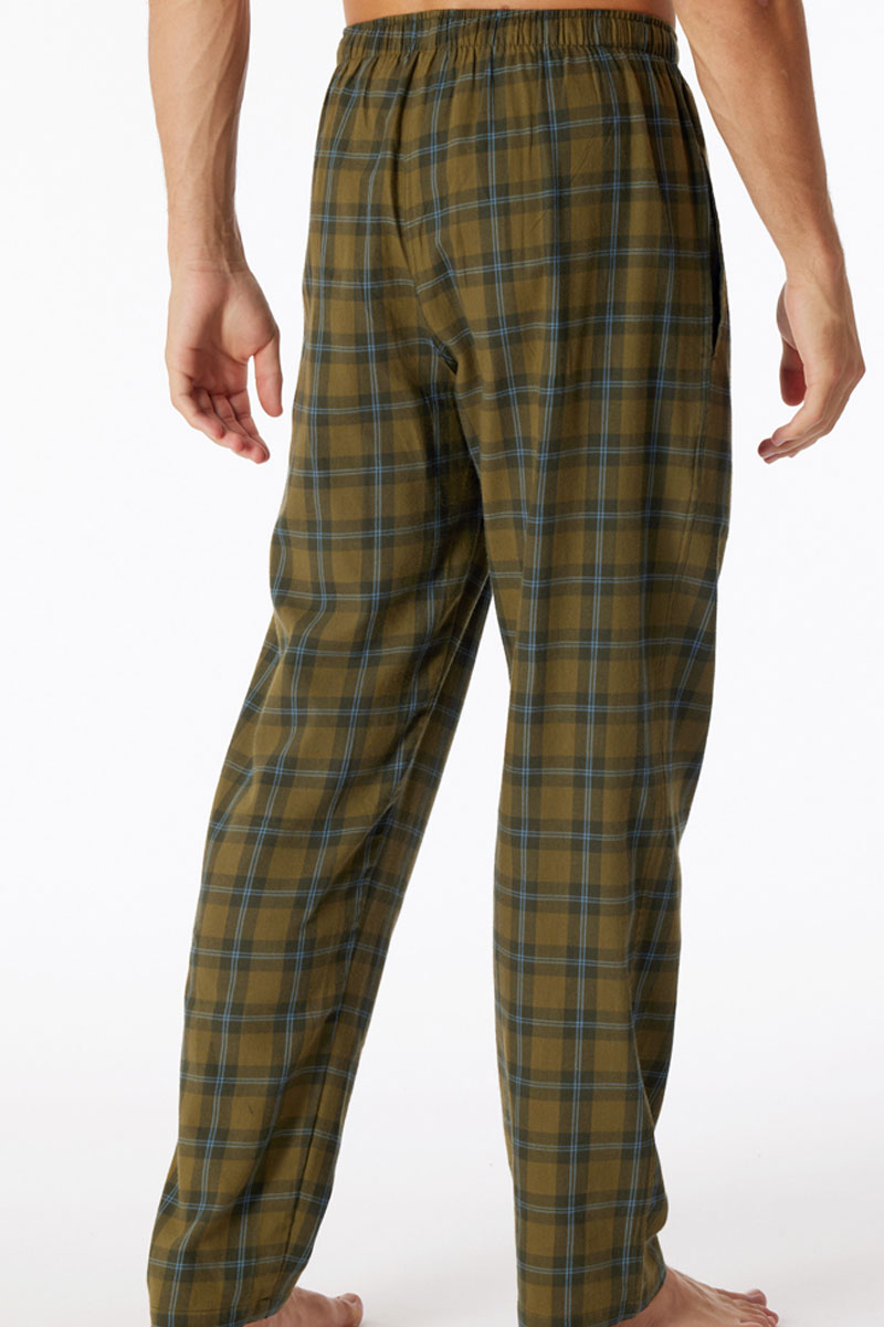 Schiesser pyjamabroek flanel groen gestreept