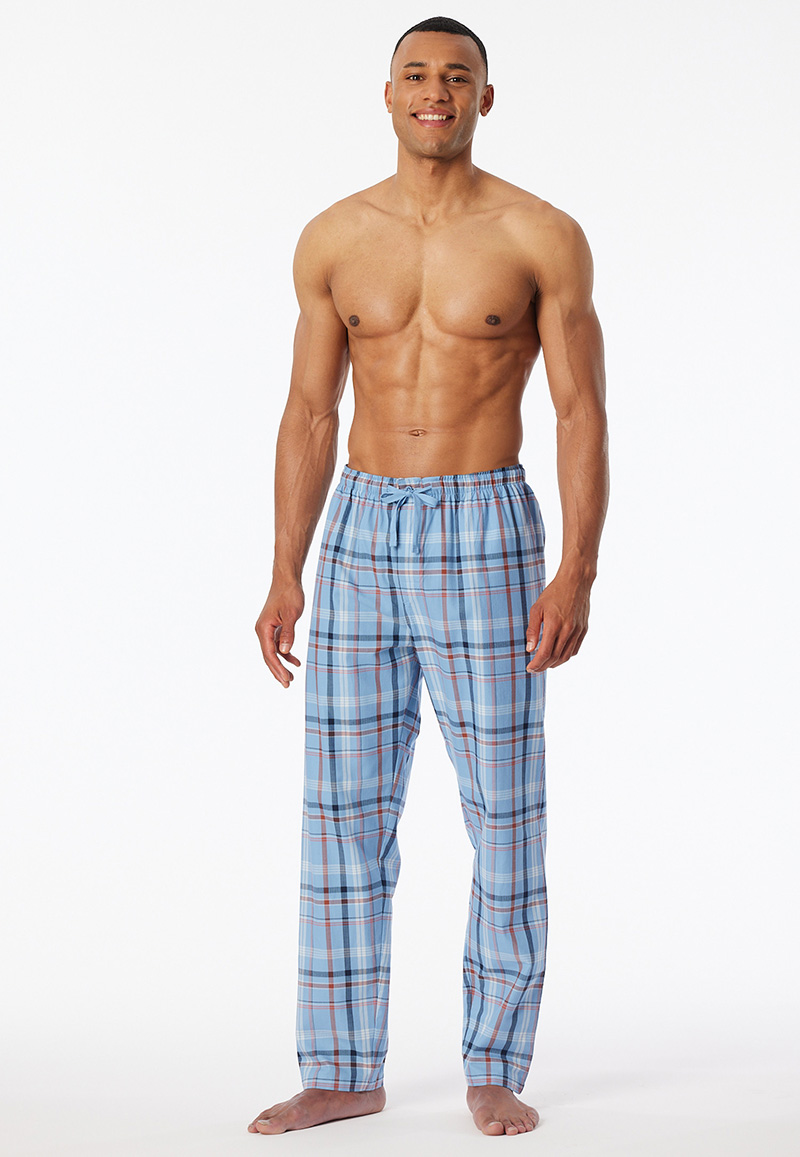 Schiesser Pyjamabroek lichtblauw geruit