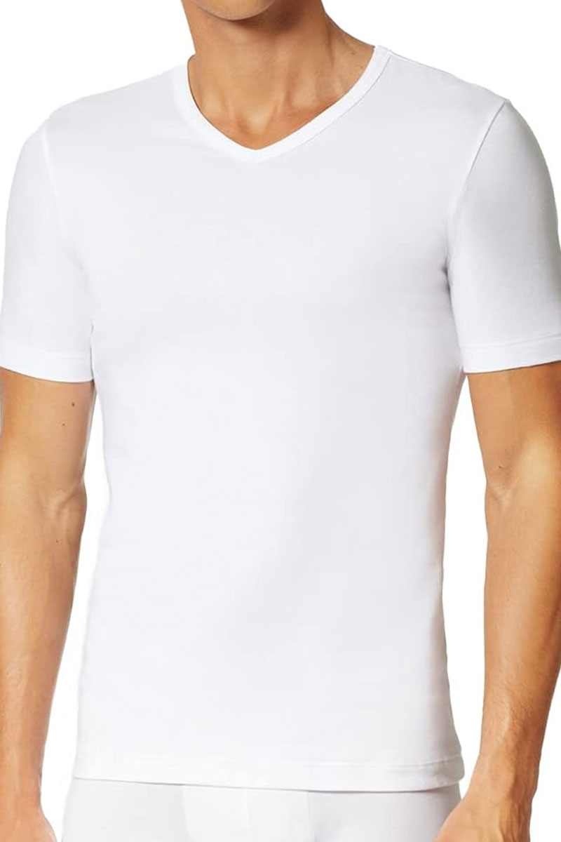 Schiesser T-shirt V-hals Uncover 4-pack wit