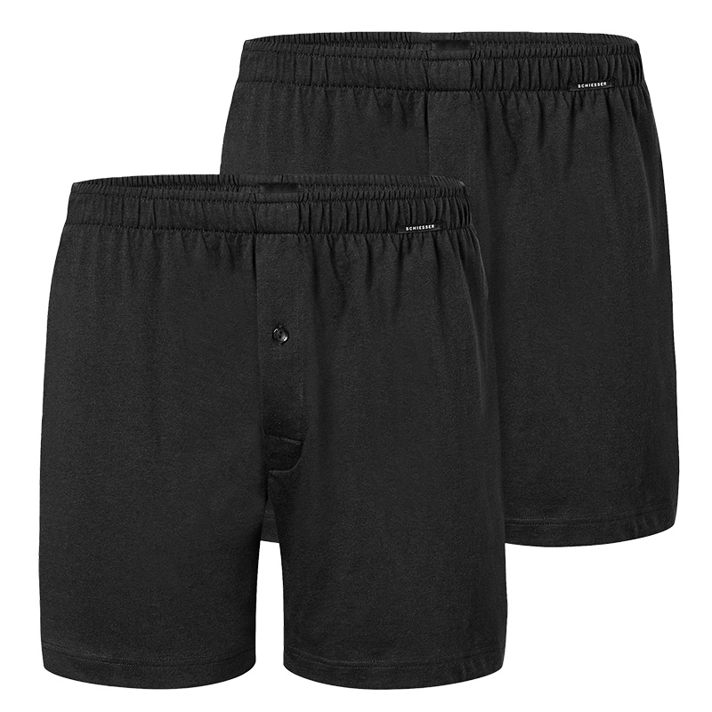 Schiesser Boxers Jersey 2-pack zwart 
