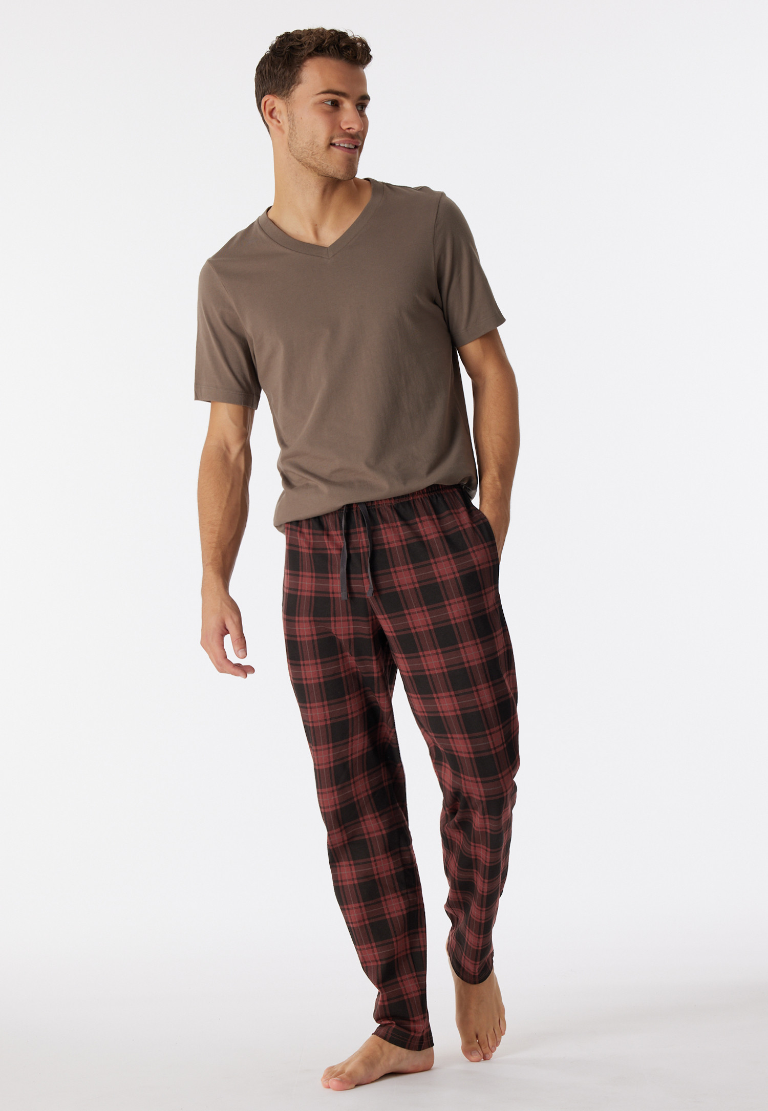 Schiesser Pyjamabroek met ruit rood