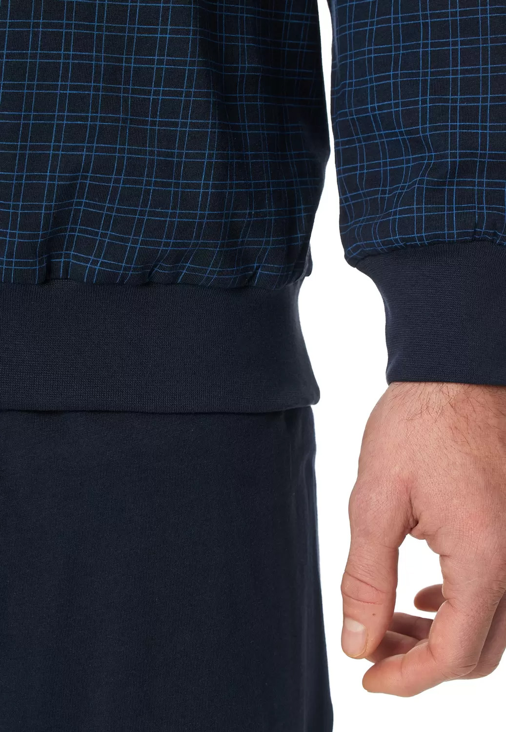 Schiesser Pyjama met boorden nachtblauw