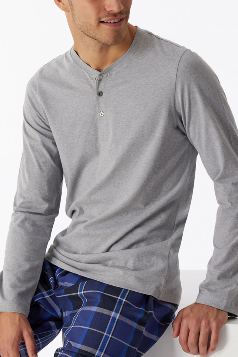 Schiesser Pyjamashirt met knoopjes grijs