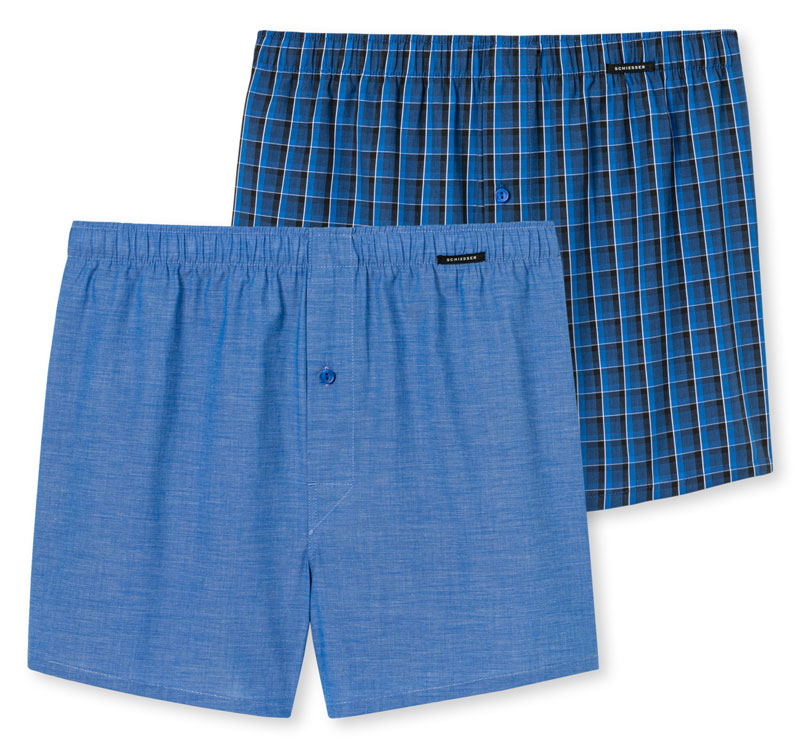 Schiesser boxers wijd blauw 2-pack