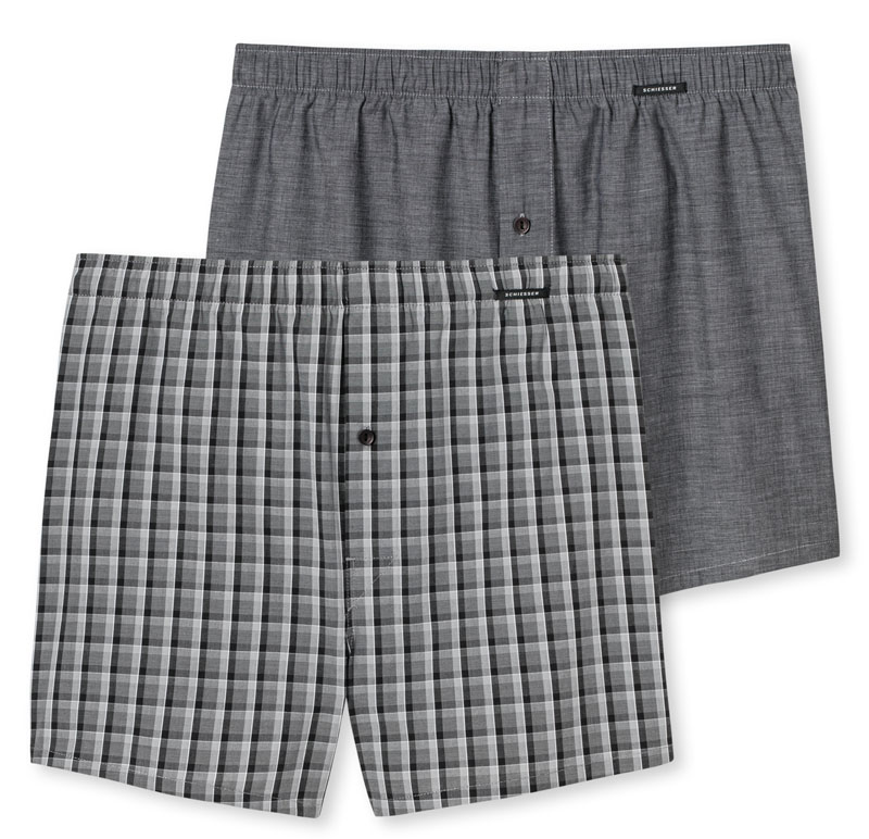 Schiesser wijde boxers grijs 2-pack