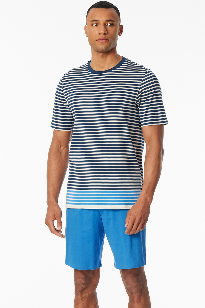 Schiesser Shortama blauw gestreept