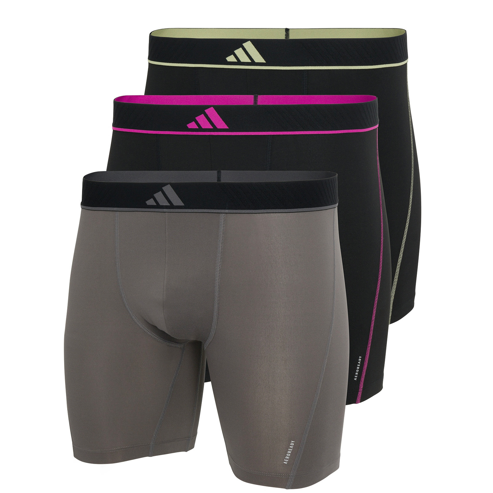 Adidas Boxershorts Micro flex lang  3-pack zwart grijs