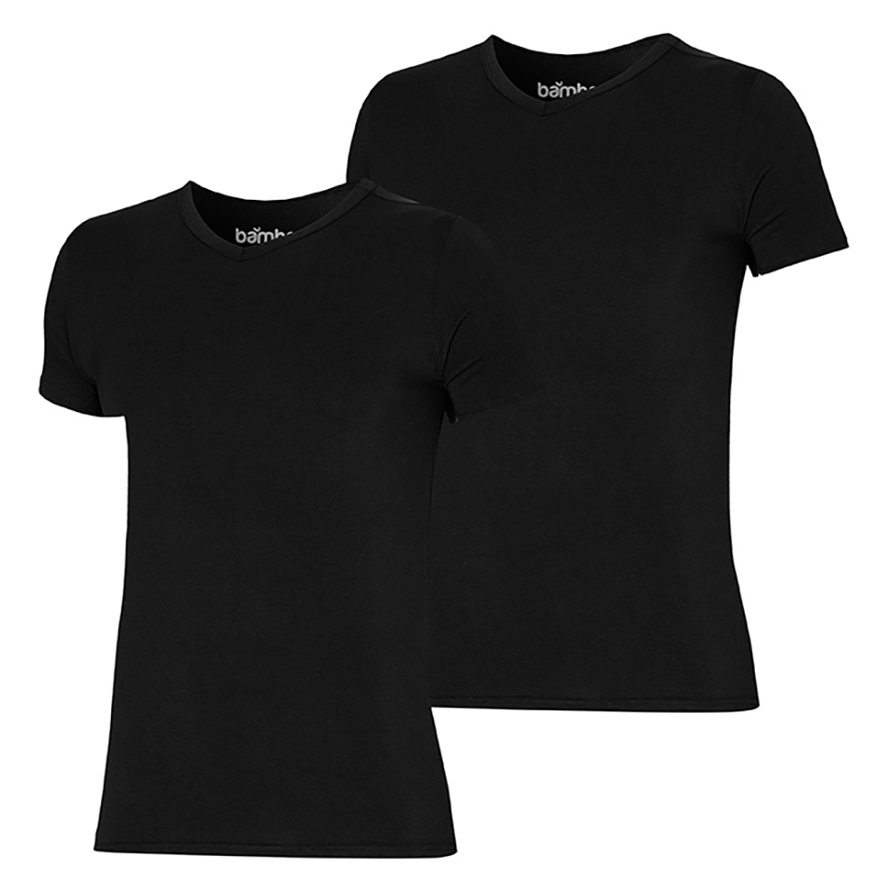 Apollo Bamboo T-shirts 2-pack zwart V-hals