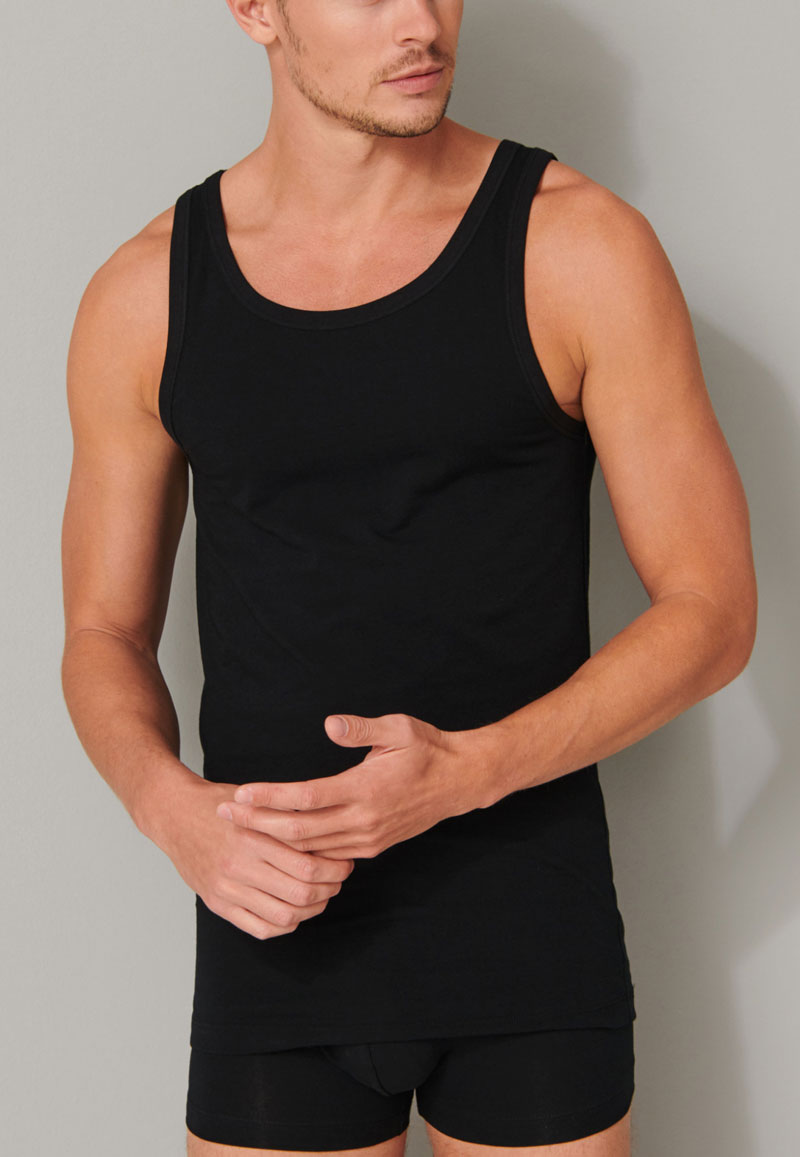 Schiesser Singlet 95/5 zwart 2-pack